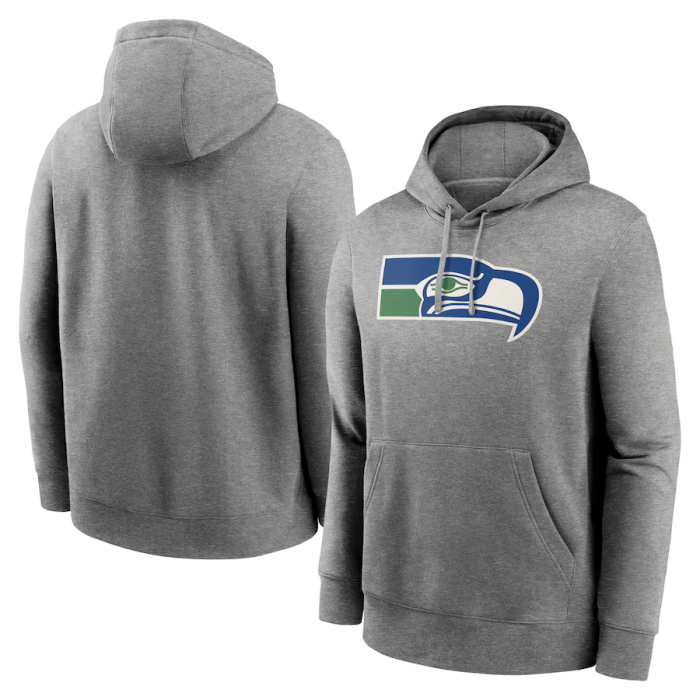 S.Seahawks Heather Gray Primary Logo Long Sleeve Hoodie T-Shirt Jerseys