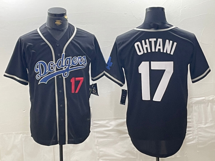 Brooklyn Dodgers #17 Shohei Ohtani Black Cool Base With Patch Stitched Baseball Jersey