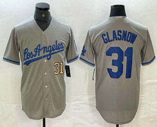 Los Angeles Dodgers #31 Tyler Glasnow Gray Alternate Team Logo Cool Base Jersey Baseball Jersey