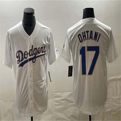 Los Angeles Dodgers #17 Shohei Ohtani White Home Authentic Patch Jersey Baseball Jerseys