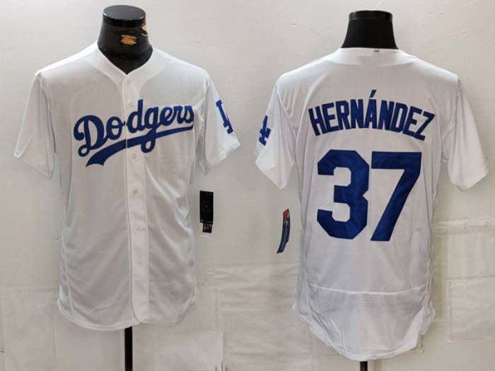 Los Angeles Dodgers #37 Teoscar Hernandez White Flex Base Stitched Baseball Jerseys