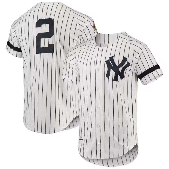 New York Yankees #2 Derek Jeter Mitchell & Ness Cooperstown Collection 1996 Authentic Home Jersey - White Stitches Baseball Jerseys