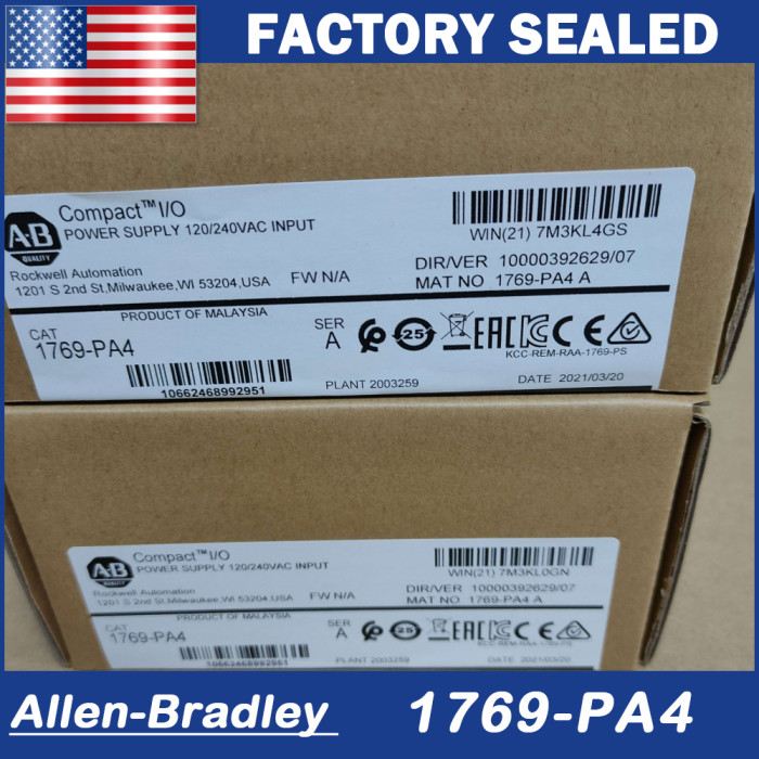 Allen-Bradley 1769-PA4 CompactLogix AC Power Supply Module New Factory Sealed
