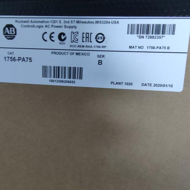 New Factory Sealed Allen-Bradley 1756-PA75 ControlLogix AC Power Supply 1756PA75