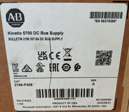 2022 Surplus New Allen Bradley 2198-P208 /A Kinetix 5700 Bus DC Power Supply