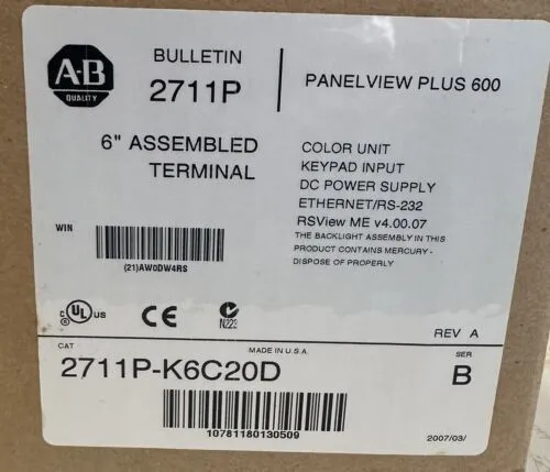 3 PCS NEW ALLEN BRADLEY 2711P-K5C20D SER B 