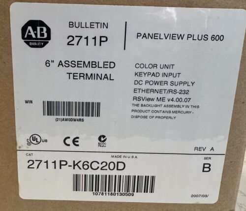 3 PCS NEW ALLEN BRADLEY 2711P-K5C20D SER B 