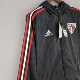 2022 Sao Paulo Black Windbreaker（白色阿迪红白三边）