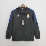 2022 Real Madrid Black Windbreaker(蓝色三边）