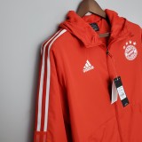 2022 Bayern Munich Red Windbreaker（阿迪三边白色）