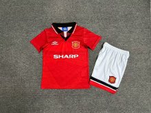 1994/1996 Manchester United Home Red 1:1 Kids Retro Soccer Jersey