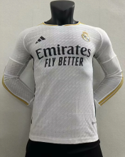 23/24 Real Madrid Home Long Sleeve Player 1:1 Quality Soccer Jersey