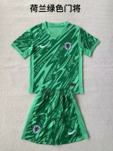 24/25 Netherlands Green Goalkeeper  Kids 1:1 Quality Soccer Jersey