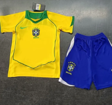 2004 Brazil  Home 1:1 Kids Retro Soccer Jersey
