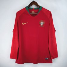 2018 Portugal Home Long Sleeve   1:1 Retro Soccer Jersey
