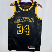 24/25  Lakers ONEAL #34  Black   1:1 Quality NBA Jersey