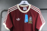 Retro Casual Mexican  Wine Red  Cotton T-shirt  Soccer Jersey