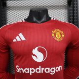 24/25  Manchester United Home Red  Long Sleeve Player 1:1 Quality Soccer Jersey（宝）