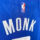 2024 Kings MONK #0 Blue City Edition  1:1 Quality NBA Jersey热压