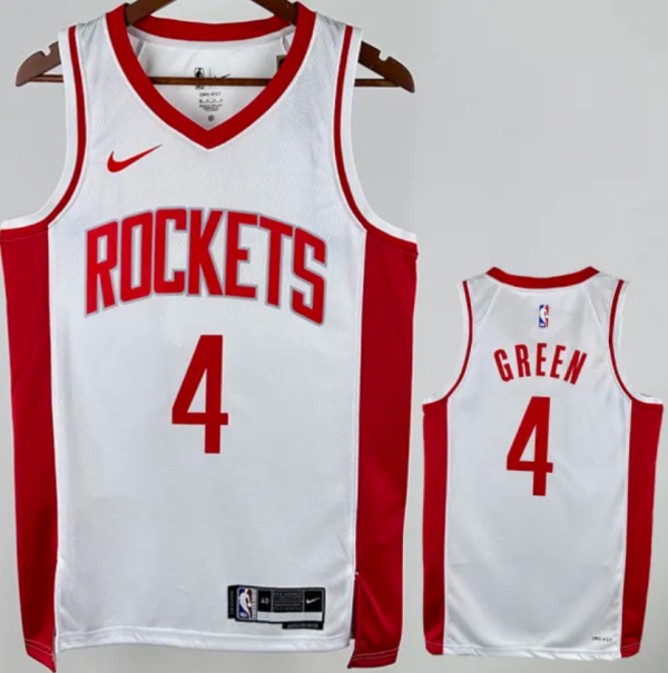 24/25 Rockets GREEN #4 White Hot Pressed    1:1 Quality NBA Jersey
