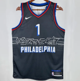 2021 76ers HARDEN #1 Sapphire Blue City Edition 1:1 Quality NBA Jersey 热压