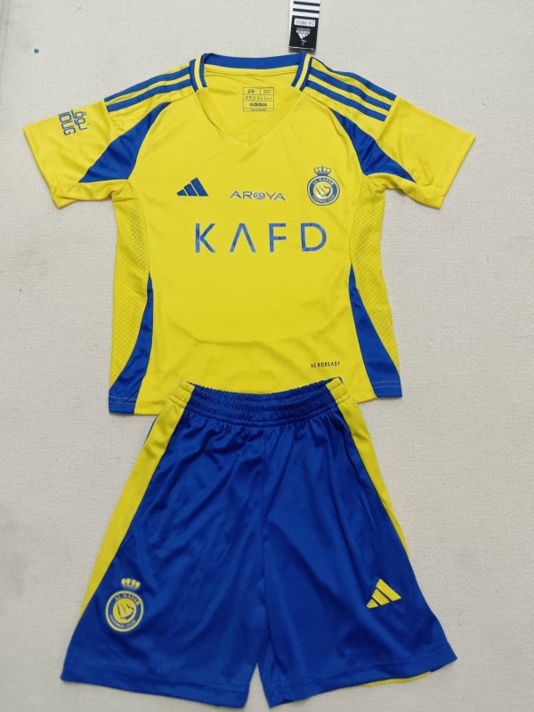 24/25  Al-Nassr FC Home Kids Kits 1:1 Soccer Jersey