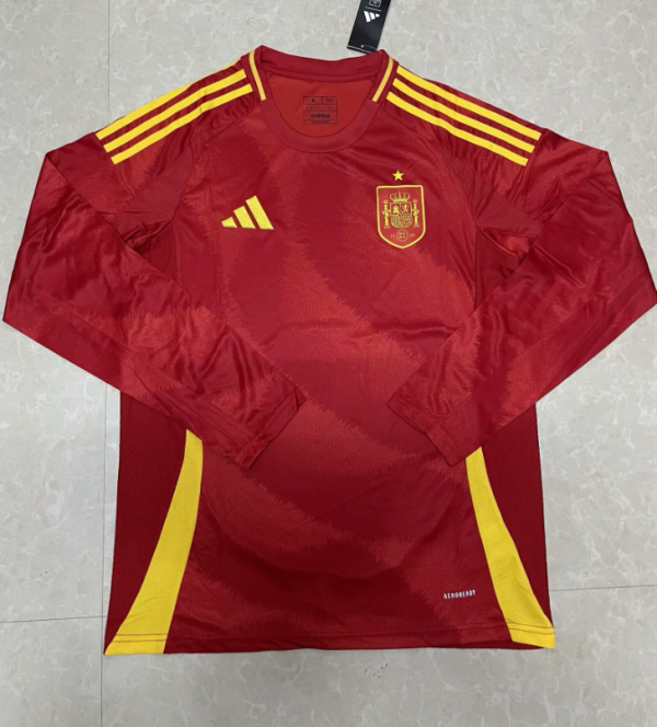 24/25 Spain Home Long Sleeved  Fans  Soccer Jersey