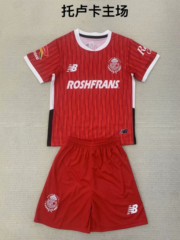 24/25  Deportivo Toluca FC Home  Kids Kits 1:1 Quality Soccer Jersey