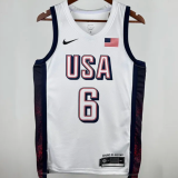 2025 Team USA JAMES #6 White 1:1 Quality  NBA Jerseys