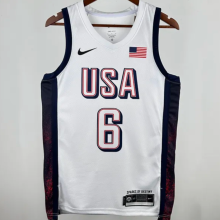 2025 Team USA JAMES #6 White 1:1 Quality  NBA Jerseys