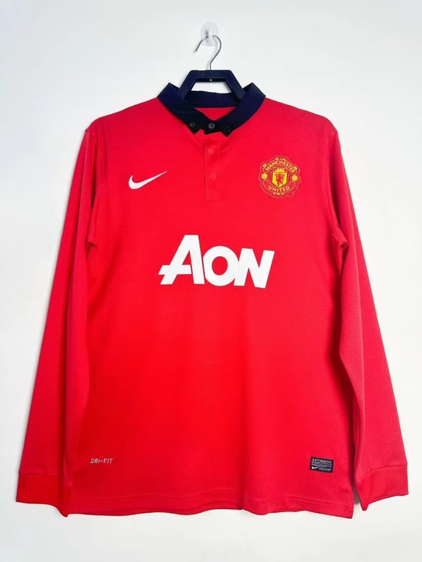 2013/2014 Manchester United Home Long Sleeve 1:1 Retro Quality Soccer Jersey