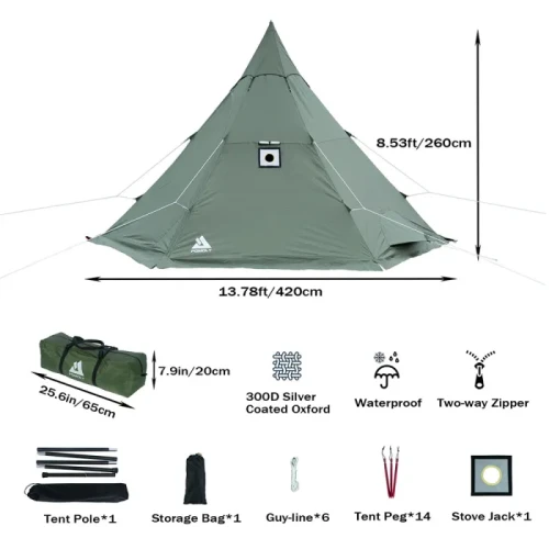 MANTA Tipi Zelt mit Herd Jack 2-4 Personen für Hot Tent Camping