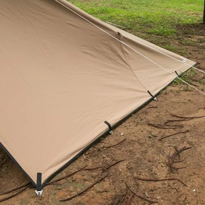 Rhombus Bushcraft Unterstand mit Herdheber | Leinwand Wolf Den Tarp 2.0 | Lonewolf902 Signatur