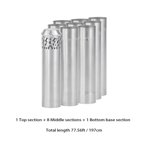 Φ2.36in x 9.84in x 9 Abschnitte (Φ6cm x 25cm) Titan-Ofenrohr-Set | Abnehmbarer montierter Schornstein | POMOLY Neuankömmling 2023