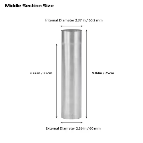 Φ2.36in x 9.84in (Φ6cm x 25cm) Titanverlängerung Mittelteil Schornstein-Set | POMOLY Neuankömmling 2023
