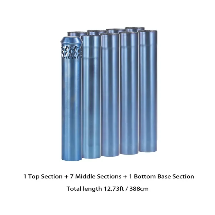Φ2.36in x 14.17in x 9 Abschnitte (Φ6cm x 36cm) Gradient Blue Titan Schornstein-Set | Abnehmbarer montierter Schornstein | POMOLY Neuankömmling 2023