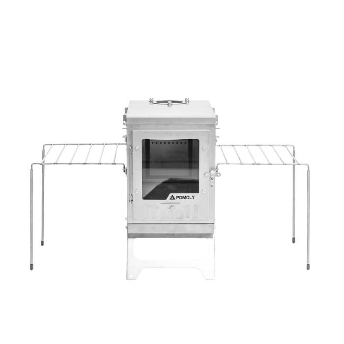 Titanium-Campinggrill & Seitliche Ablagen | 2-in-1 Zubehör für X-Ti Serie Ofen | POMOLY Neuheit