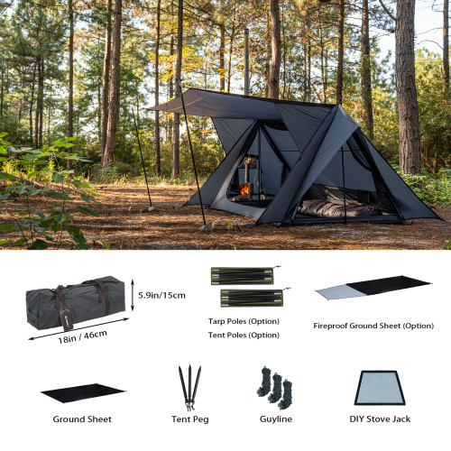 STOVEHUT 20 Blau-Grau | Shelter Hot Tent | POMOLY Neuheit