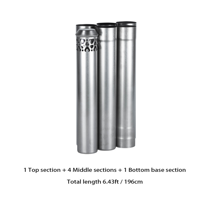 Φ2.36in x 14.17in (Φ6cm x 36cm) Titan Ofenrohr Set 2.0 Version | Abnehmbarer montierter Ofenschornstein nicht rollender Vollprofil-Schornstein | POMOLY