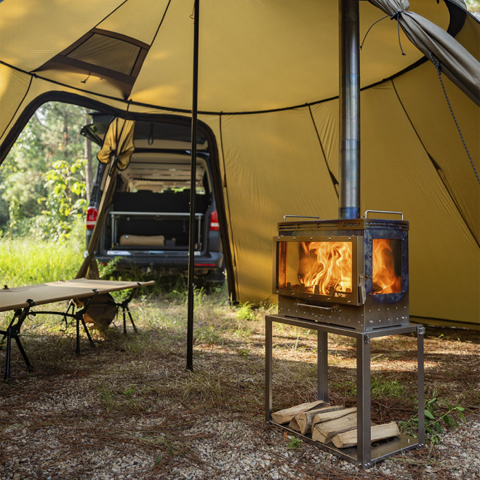 Dweller Ti Ultra 3 – Titan-Camping-Holzofen mit Basis | POMOLY Neuheit