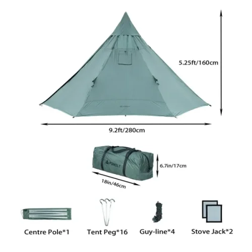 HUSSAR 超輕熱帳篷帶爐灶插孔露營 1-2 人