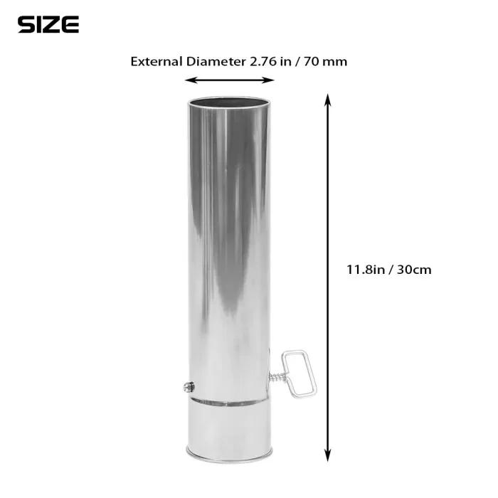 Φ2.76in x 11.8in (Φ7cm x 30cm) 氣流控制器煙囪部分 | 適用於帶 2.76 英寸/7 厘米直徑煙囪管的帳篷爐 | POMOLY
