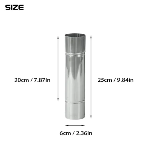 Φ2.36 英寸 x 9.84 英寸（Φ6 厘米 x 25 厘米）不銹鋼加長煙囪套件 | POMOLY