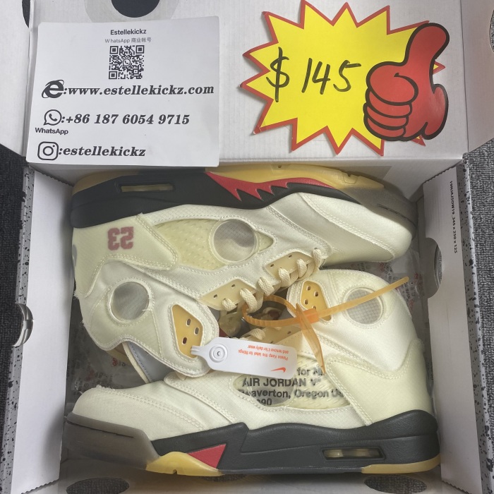 O*FF-W*HITE x Air Jordan 5 “Sail” DH8565-100