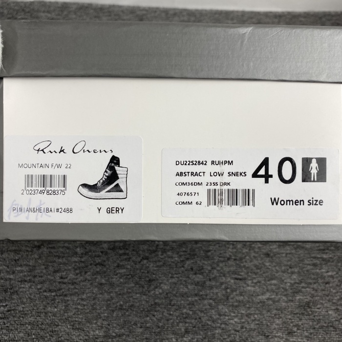 Men Women R*ick O*wens Top Sneaker
