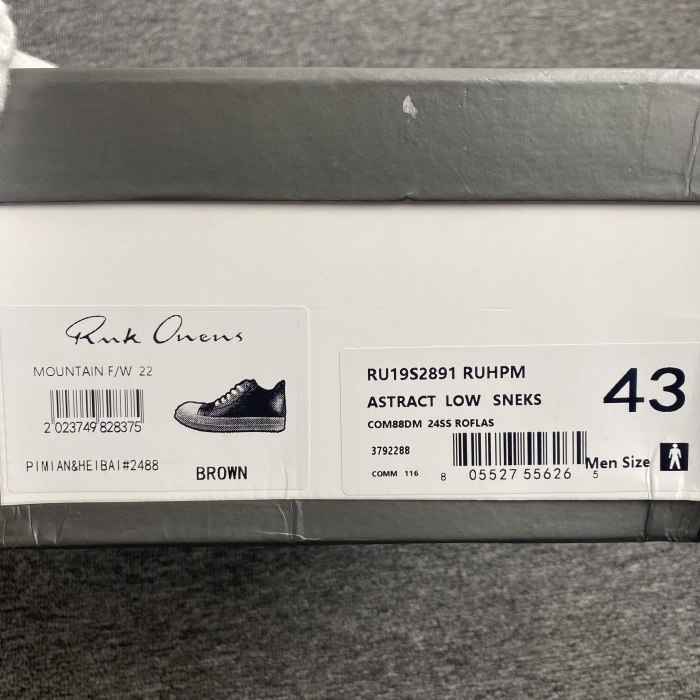 Men Women R*ick O*wens Top Sneaker