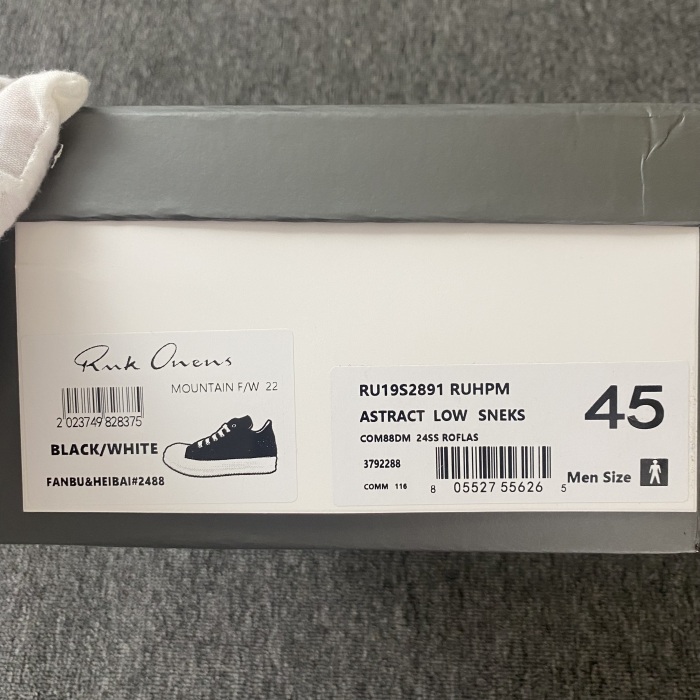 Men Women R*ick O*wens Top Sneaker