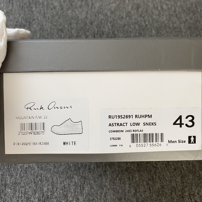 Men Women R*ick O*wens Top Sneaker