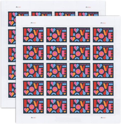 LOVE  2021, 5 sheet of 20, 100 pcs