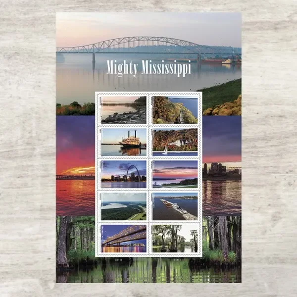 10 Sheets of 10 ,Mighty Mississippi,100PCS